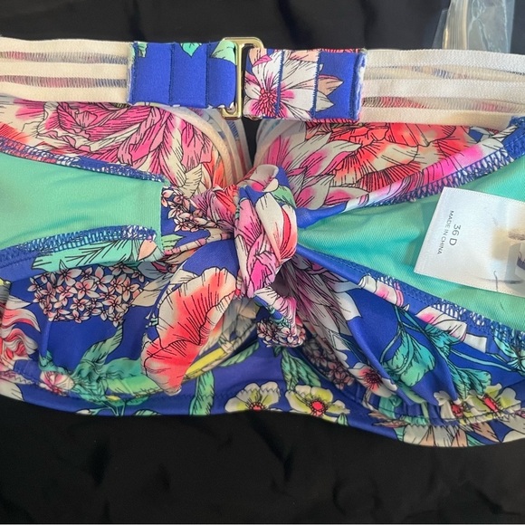 Shade and Shore Blue Floral Strapless Bikini Top with Molded Cups Size 36D - Picture 5 of 8